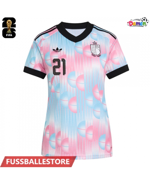 Günstige Belgien Timothy Castagne #21 Auswärtstrikot Damen WM 2026 Kurzarm
